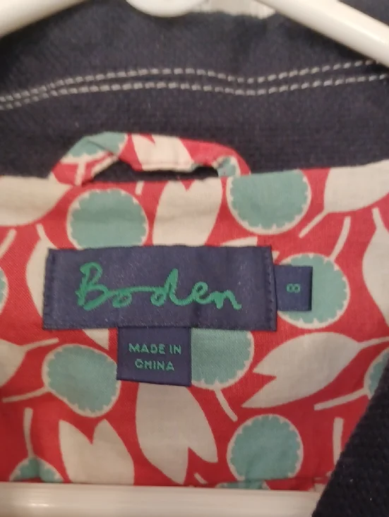 Boden Sz 8, (Runs S), Navy Blazer Jacket with Cream Buttons - Picture 2 of 8